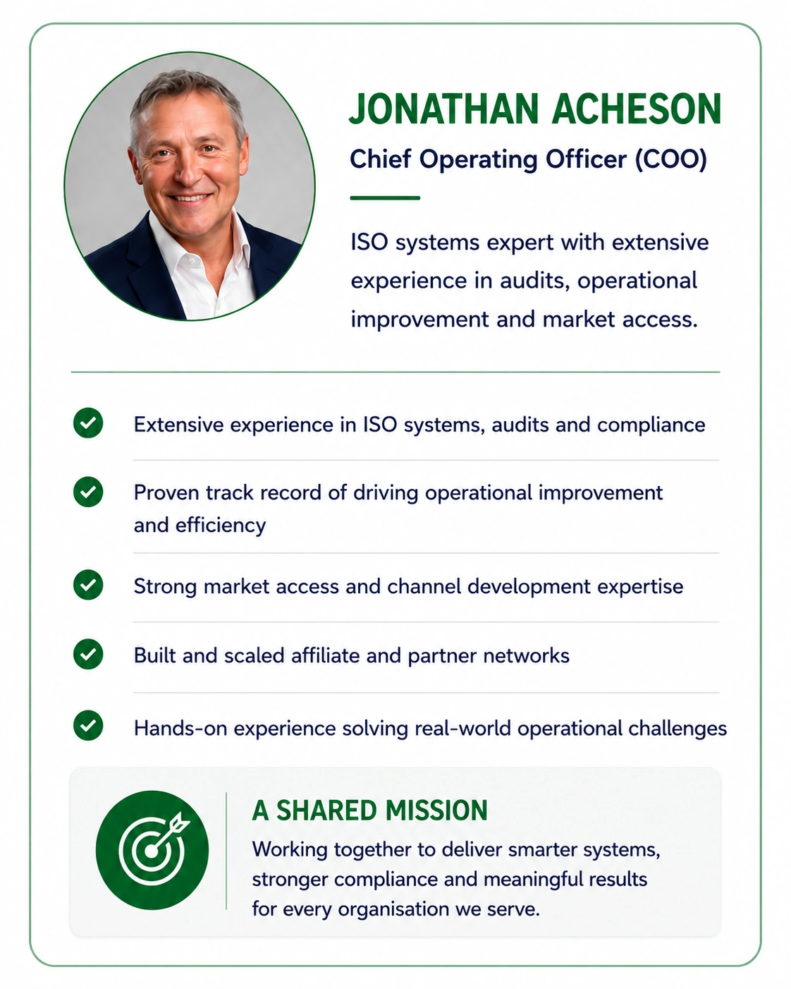 Jonathan Acheson — Chief Operating Officer