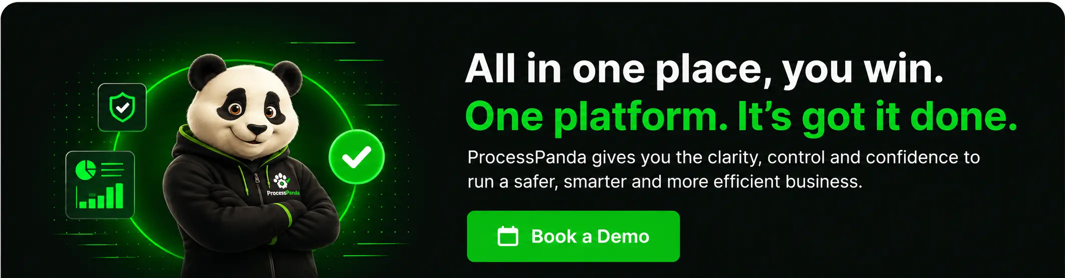 All in one place, you win. One platform. It's got it done. Book a Demo