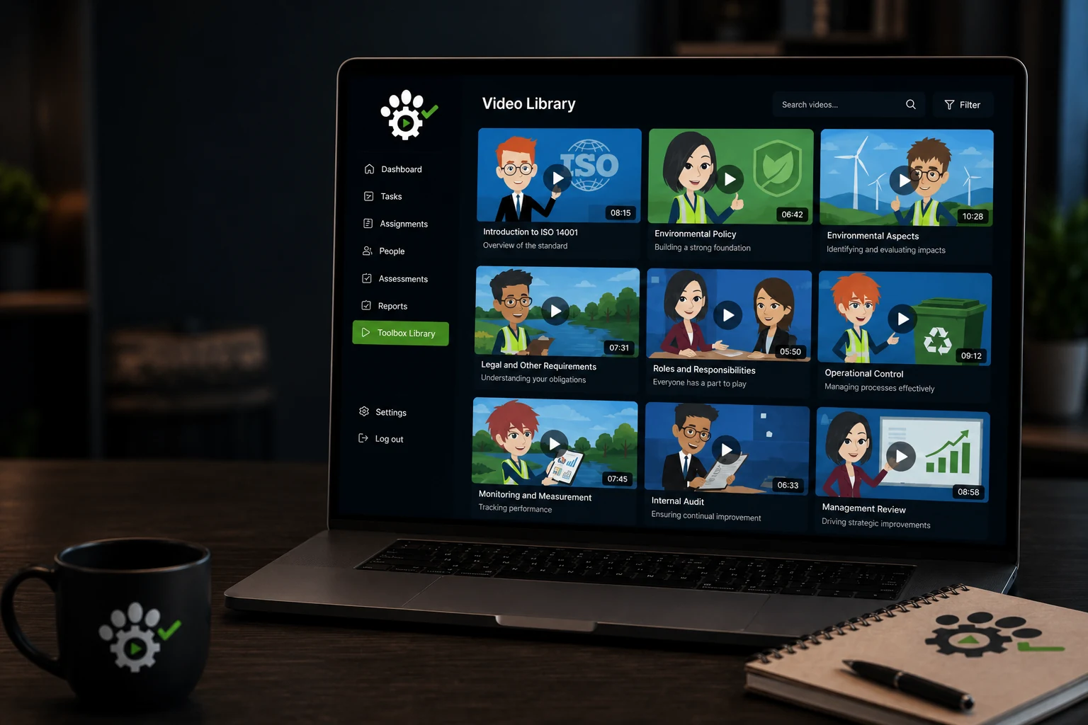 ProcessPanda Video Library on laptop