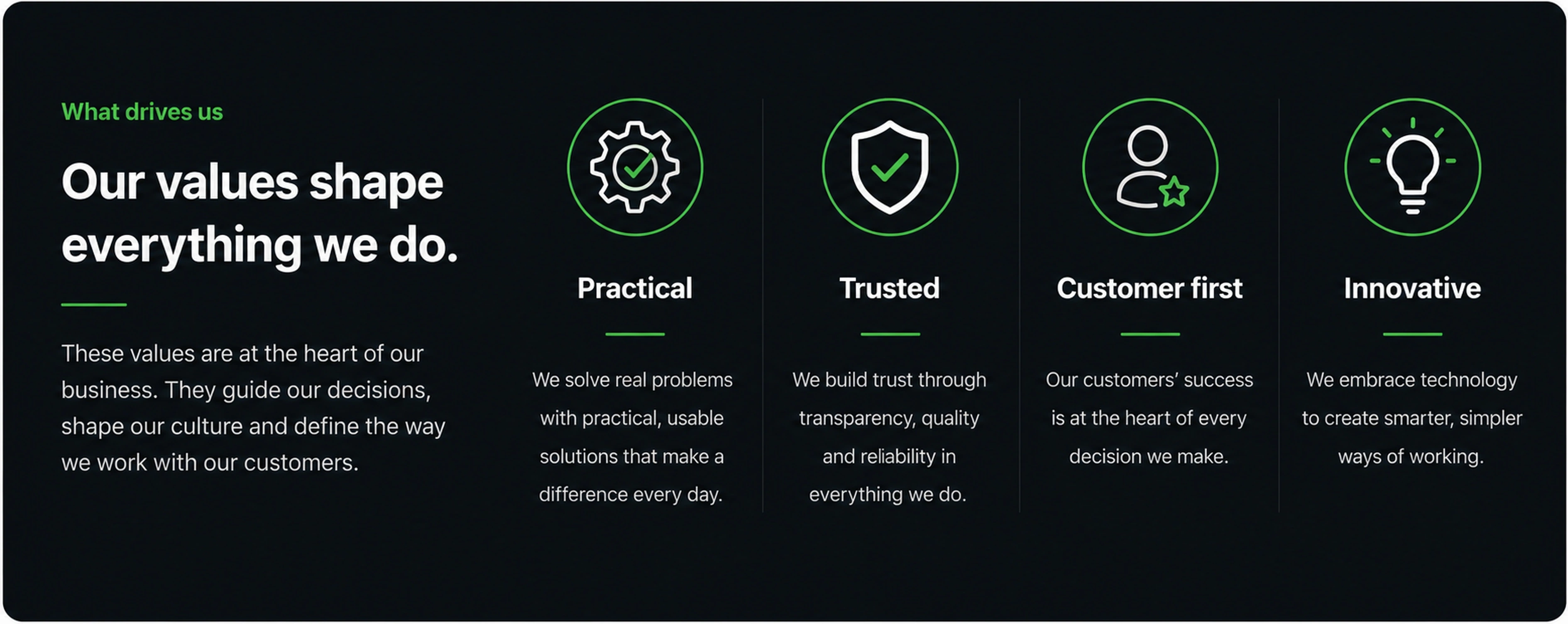 What drives us — our values shape everything we do